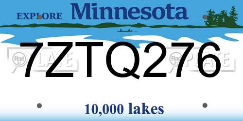 7ZTQ276 Minnesota License Plate