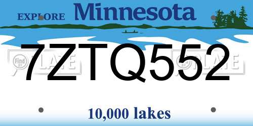 7ZTQ552 Minnesota License Plate