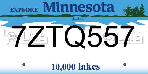 7ZTQ557 Minnesota License Plate