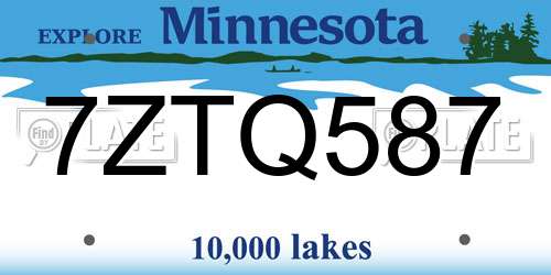 7ZTQ587 Minnesota License Plate