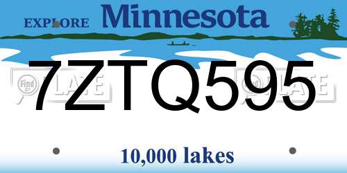 7ZTQ595 Minnesota License Plate
