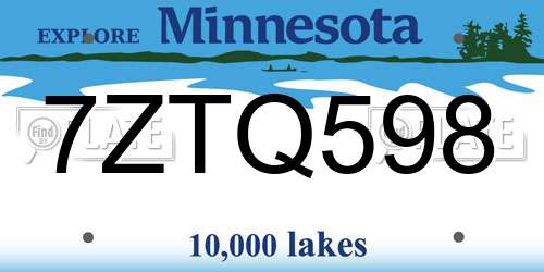 7ZTQ598 Minnesota License Plate