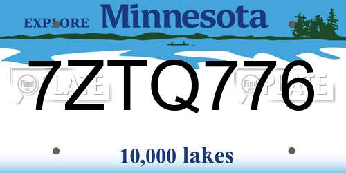 7ZTQ776 Minnesota License Plate