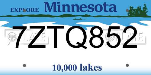 7ZTQ852 Minnesota License Plate