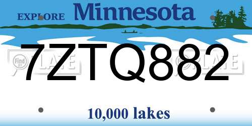 7ZTQ882 Minnesota License Plate