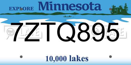7ZTQ895 Minnesota License Plate