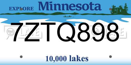 7ZTQ898 Minnesota License Plate