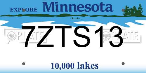 7ZTS13 Minnesota License Plate