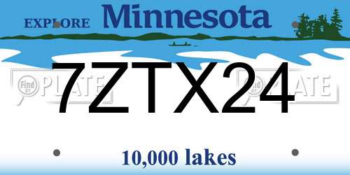 7ZTX24 Minnesota License Plate