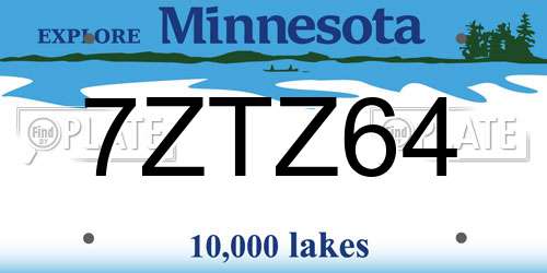 7ZTZ64 Minnesota License Plate