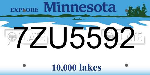 7ZU5592 Minnesota License Plate