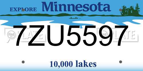 7ZU5597 Minnesota License Plate