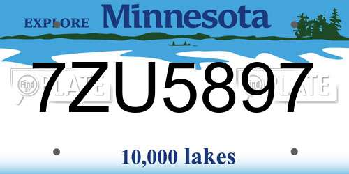 7ZU5897 Minnesota License Plate