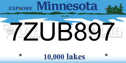 7ZUB897 Minnesota License Plate