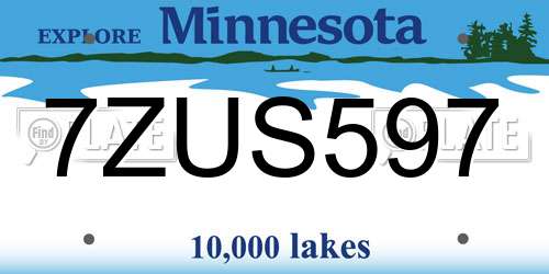 7ZUS597 Minnesota License Plate
