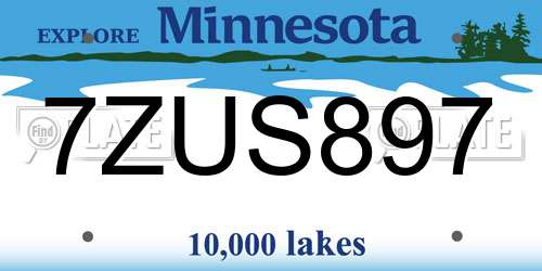 7ZUS897 Minnesota License Plate
