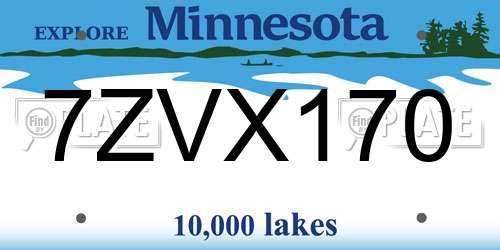7ZVX170 Minnesota License Plate