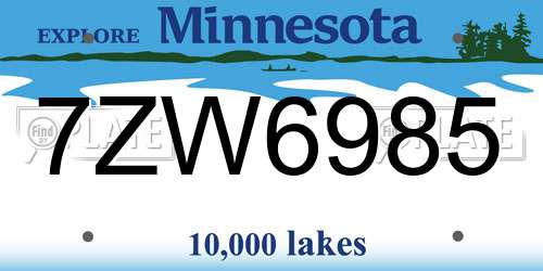 7ZW6985 Minnesota License Plate