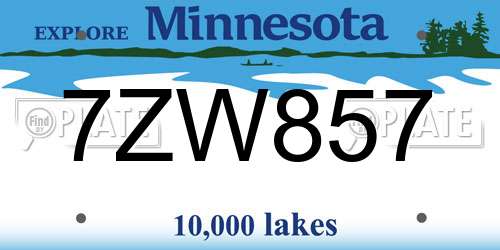 7ZW857 Minnesota License Plate