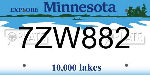 7ZW882 Minnesota License Plate