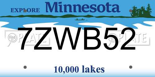 7ZWB52 Minnesota License Plate