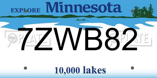 7ZWB82 Minnesota License Plate