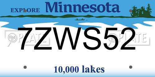 7ZWS52 Minnesota License Plate