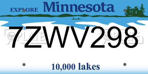 7ZWV298 Minnesota License Plate