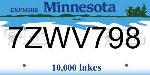 7ZWV798 Minnesota License Plate