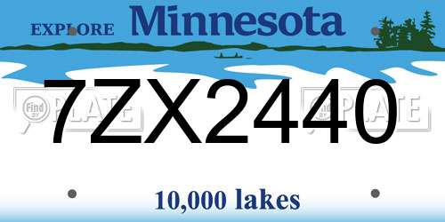 7ZX2440 Minnesota License Plate