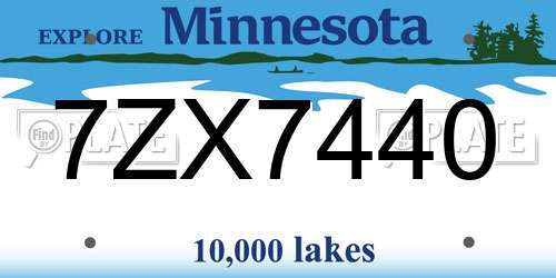 7ZX7440 Minnesota License Plate