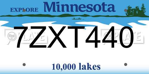 7ZXT440 Minnesota License Plate