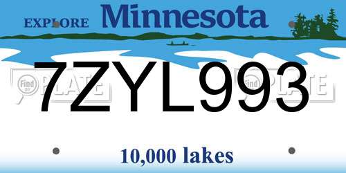 7ZYL993 Minnesota License Plate