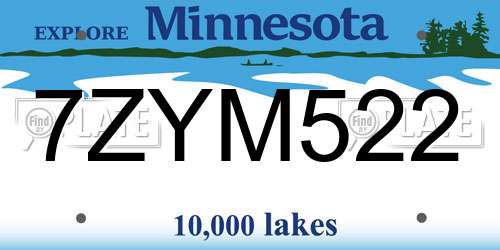 7ZYM522 Minnesota License Plate