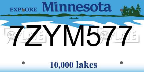 7ZYM577 Minnesota License Plate