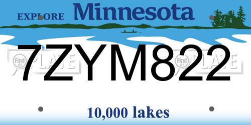 7ZYM822 Minnesota License Plate