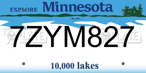7ZYM827 Minnesota License Plate