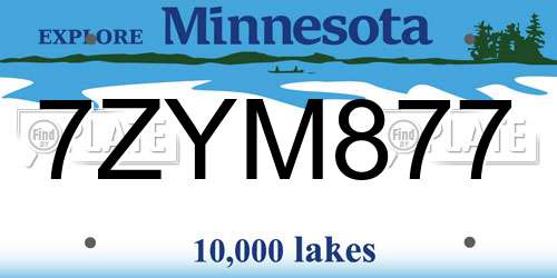 7ZYM877 Minnesota License Plate