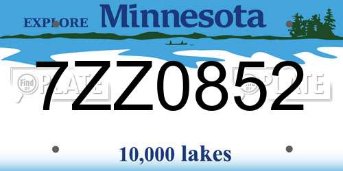 7ZZ0852 Minnesota License Plate