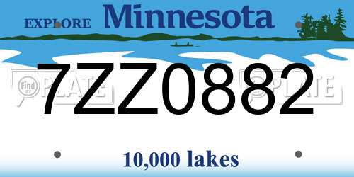 7ZZ0882 Minnesota License Plate