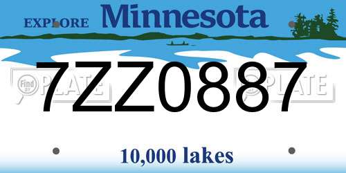7ZZ0887 Minnesota License Plate