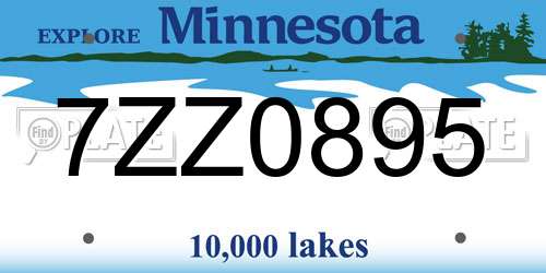 7ZZ0895 Minnesota License Plate