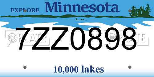 7ZZ0898 Minnesota License Plate