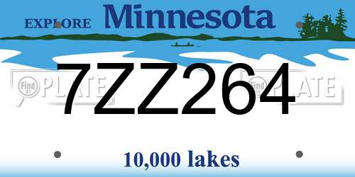 7ZZ264 Minnesota License Plate