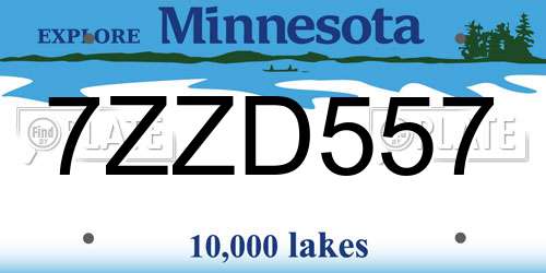7ZZD557 Minnesota License Plate