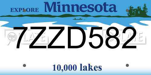 7ZZD582 Minnesota License Plate