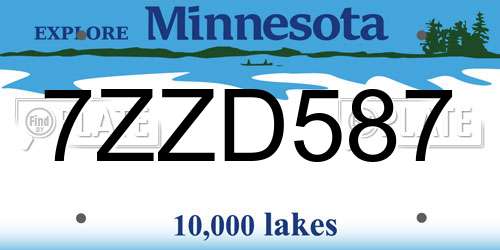 7ZZD587 Minnesota License Plate