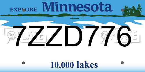 7ZZD776 Minnesota License Plate