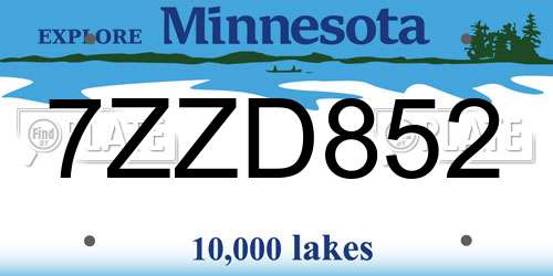7ZZD852 Minnesota License Plate