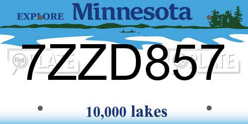 7ZZD857 Minnesota License Plate